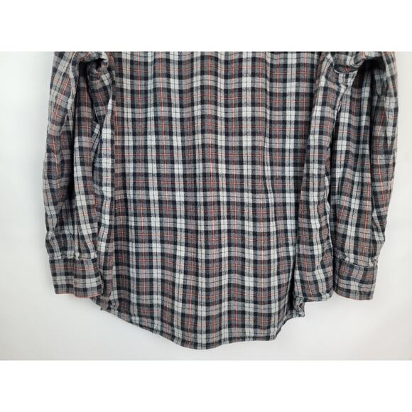 Duluth Trading Company Men's Plaid Flannel Shirt Black Gray Orange Size XL - Picture 8 of 8